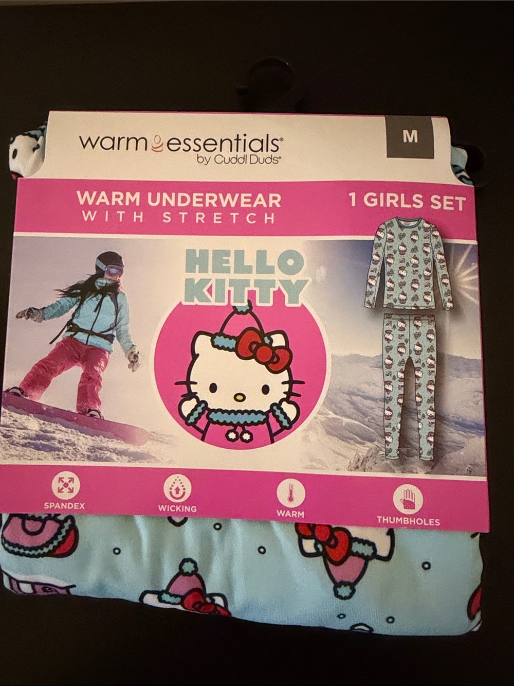 Hello Kitty Warm Underwear Set - Light Blue with Pink Accents